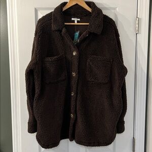 MAURICES NWT Chocolate Brown Oversized Sherpa Teddy Shacket